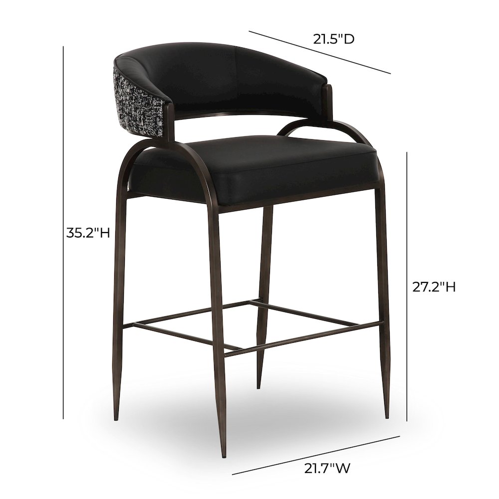 Tatum Black Vegan Leather 2-Tone Counter Stool. Picture 6