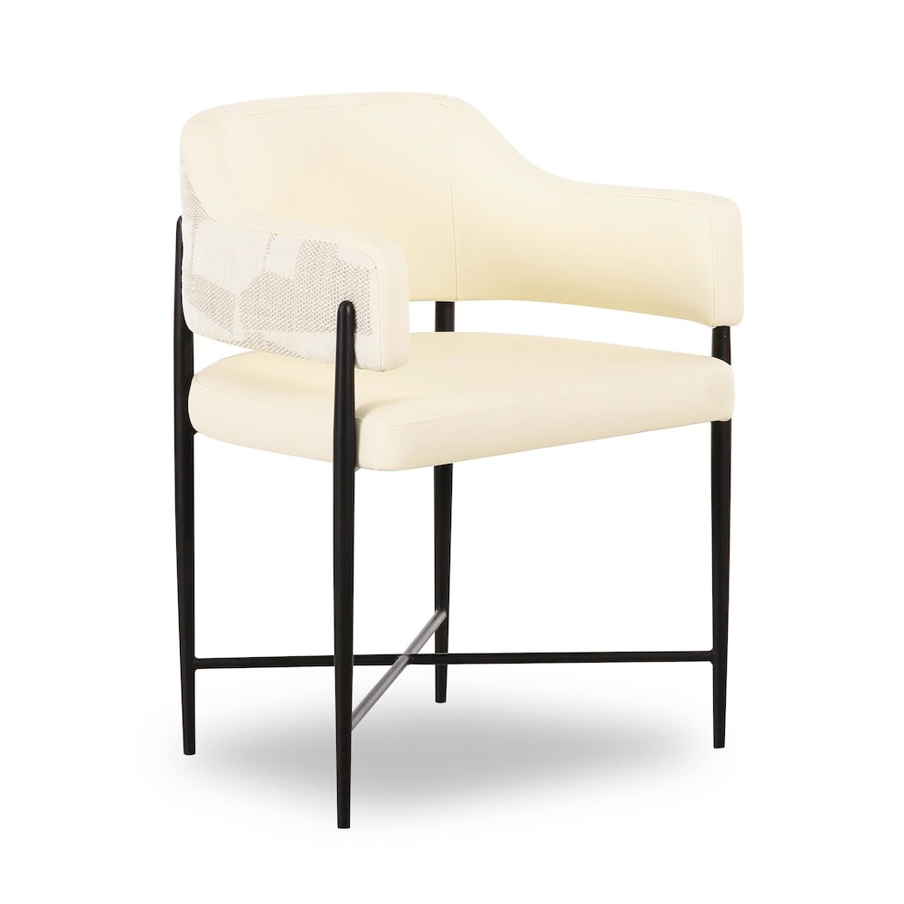 Sezanne Cream Vegan Leather and 2-Tone Jacquard Dining Chair. Picture 1