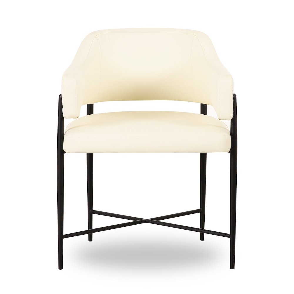 Sezanne Cream Vegan Leather and 2-Tone Jacquard Dining Chair. Picture 3