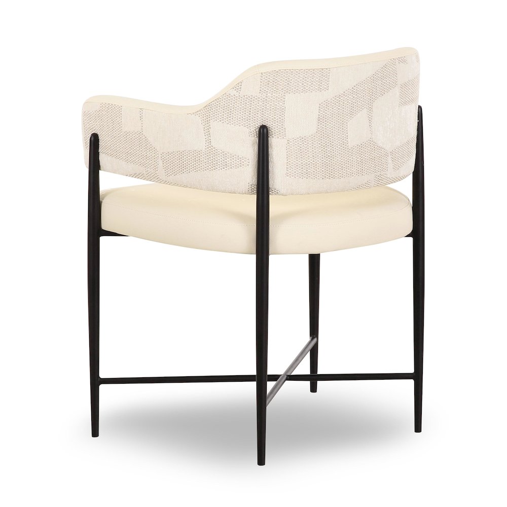 Sezanne Cream Vegan Leather and 2-Tone Jacquard Dining Chair. Picture 4