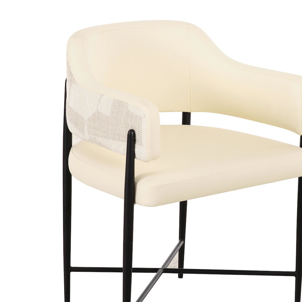 Sezanne Cream Vegan Leather and 2-Tone Jacquard Dining Chair. Picture 5
