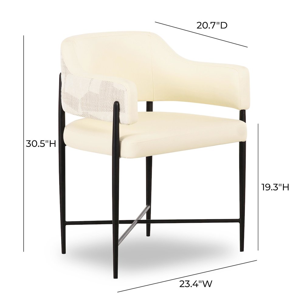 Sezanne Cream Vegan Leather and 2-Tone Jacquard Dining Chair. Picture 6
