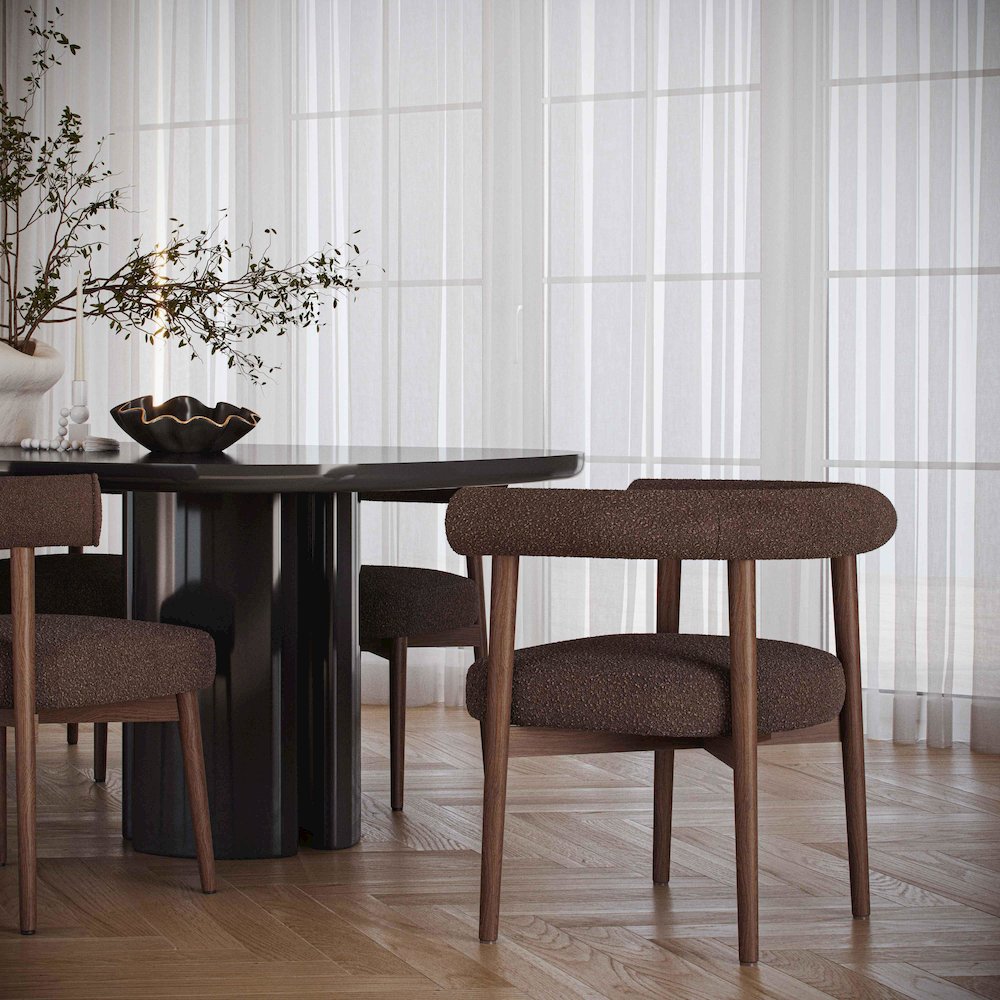 Spara Chocolate Brown Performance Boucle Dining Chair. Picture 2