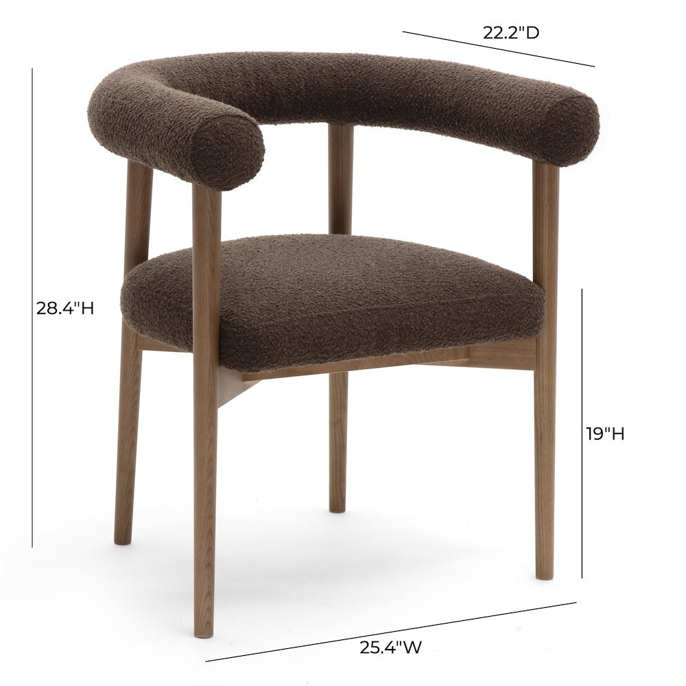 Spara Chocolate Brown Performance Boucle Dining Chair. Picture 6