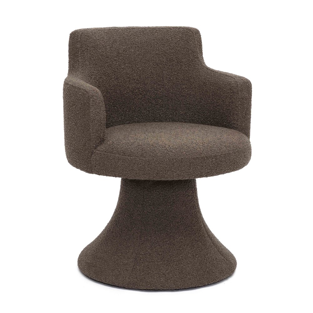 Jeffree Chocolate Brown Performance Boucle Swivel Dining Chair. Picture 1