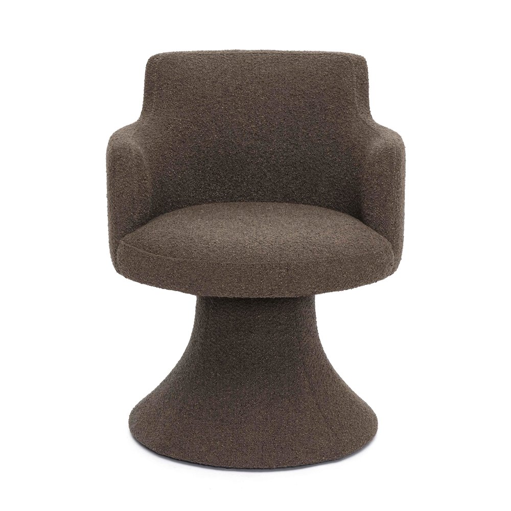 Jeffree Chocolate Brown Performance Boucle Swivel Dining Chair. Picture 3