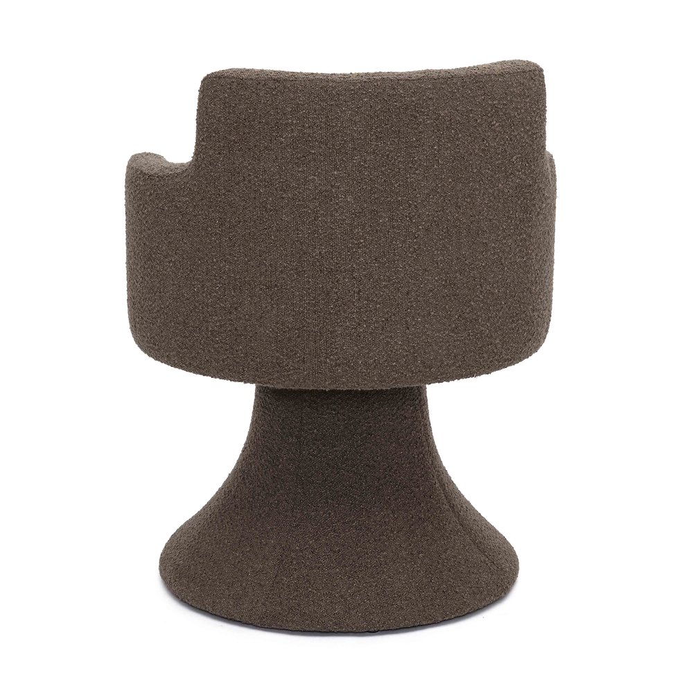Jeffree Chocolate Brown Performance Boucle Swivel Dining Chair. Picture 4