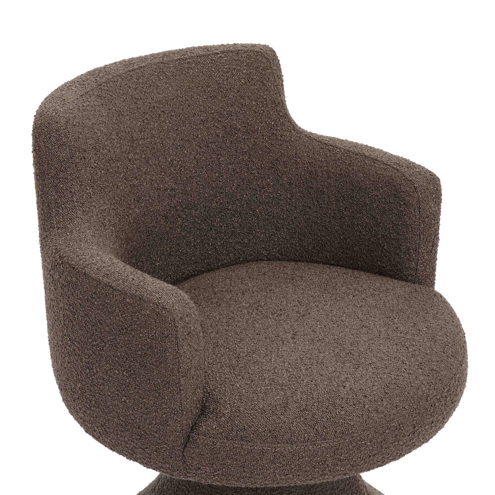 Jeffree Chocolate Brown Performance Boucle Swivel Dining Chair. Picture 5