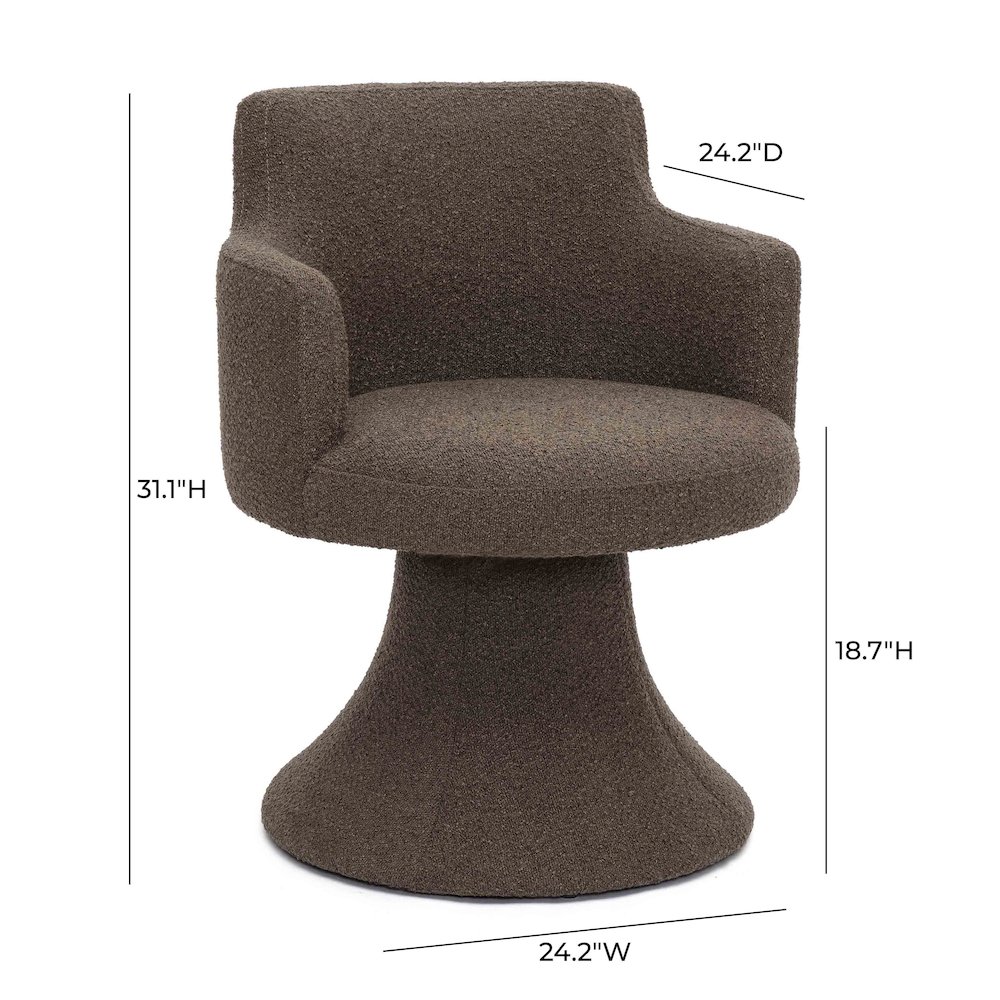 Jeffree Chocolate Brown Performance Boucle Swivel Dining Chair. Picture 6