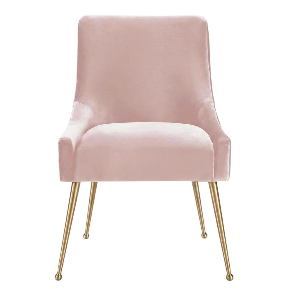 Beatrix Velvet Accent Side Chair with Gold Legs for Bedroom or Living Room. Picture 1