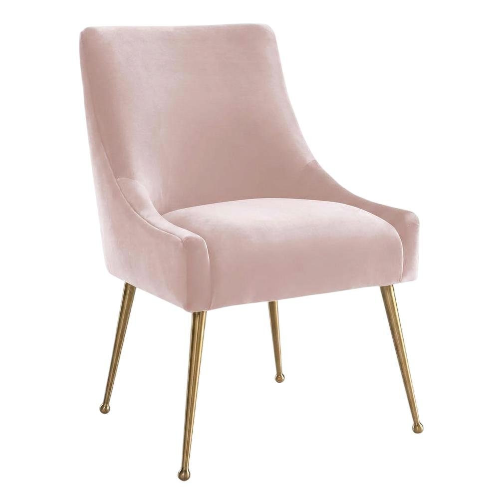 Beatrix Velvet Accent Side Chair with Gold Legs for Bedroom or Living Room. Picture 3