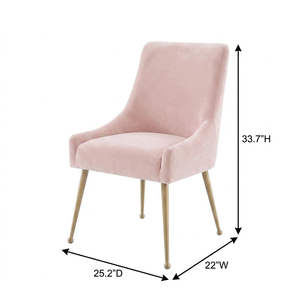 Beatrix Velvet Accent Side Chair with Gold Legs for Bedroom or Living Room. Picture 5