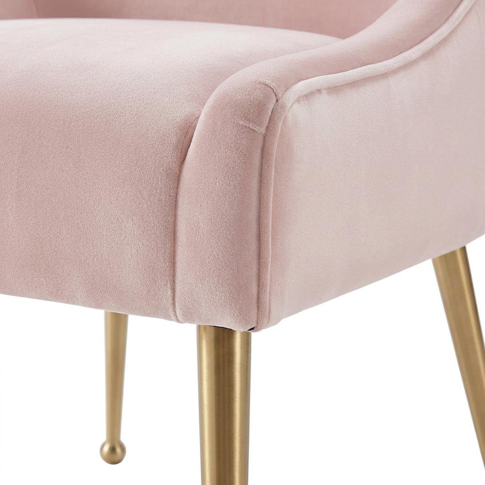 Beatrix Velvet Accent Side Chair with Gold Legs for Bedroom or Living Room. Picture 7
