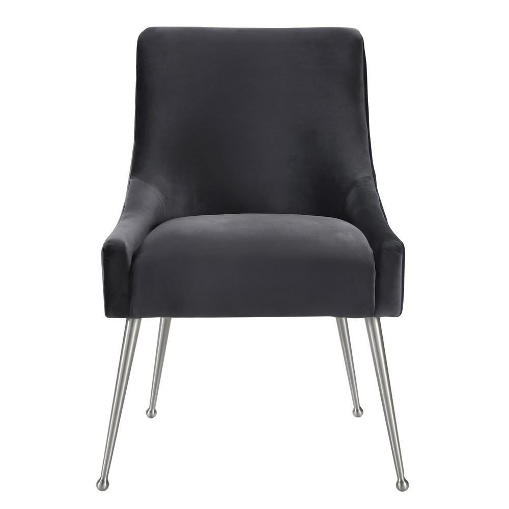 Beatrix Grey Velvet Side Chair with Silver Leg. Picture 3