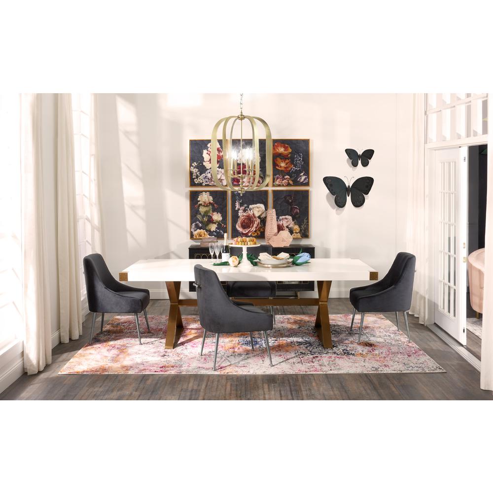 Beatrix Grey Velvet Side Chair with Silver Leg. Picture 9