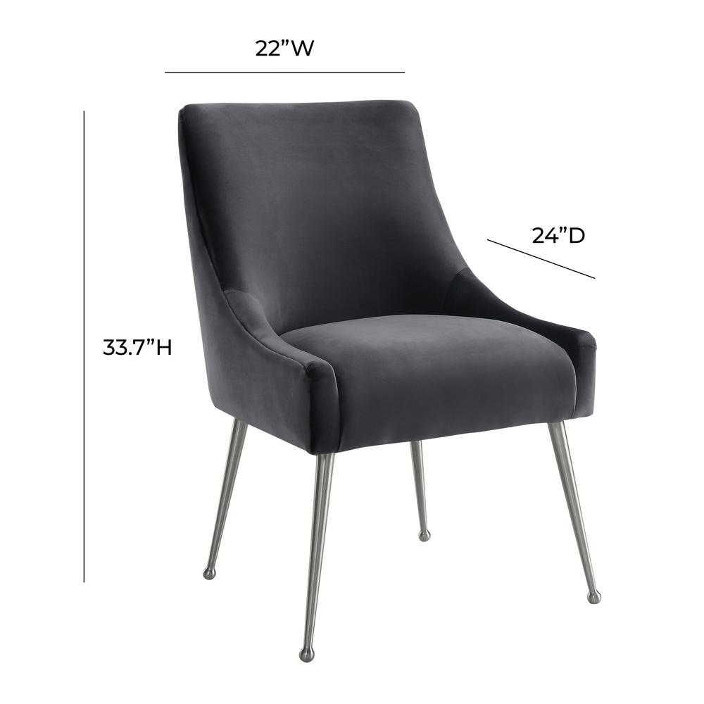Beatrix Grey Velvet Side Chair with Silver Leg. Picture 13