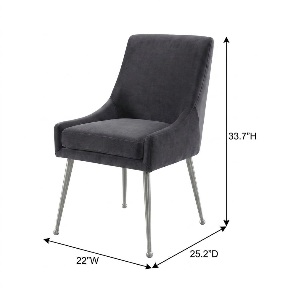 Velvet Upholstered Dining Chair with Silver Legs for Kitchen and Dining. Picture 5