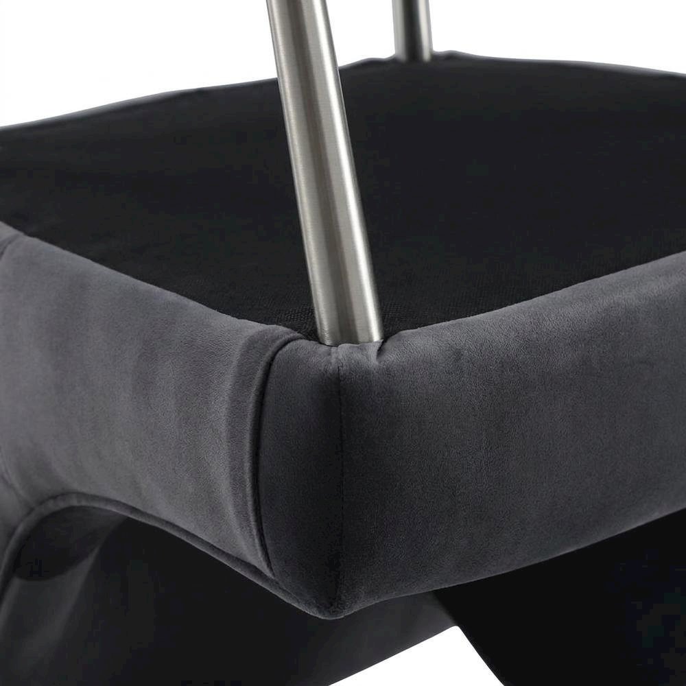 Velvet Upholstered Dining Chair with Silver Legs for Kitchen and Dining. Picture 7