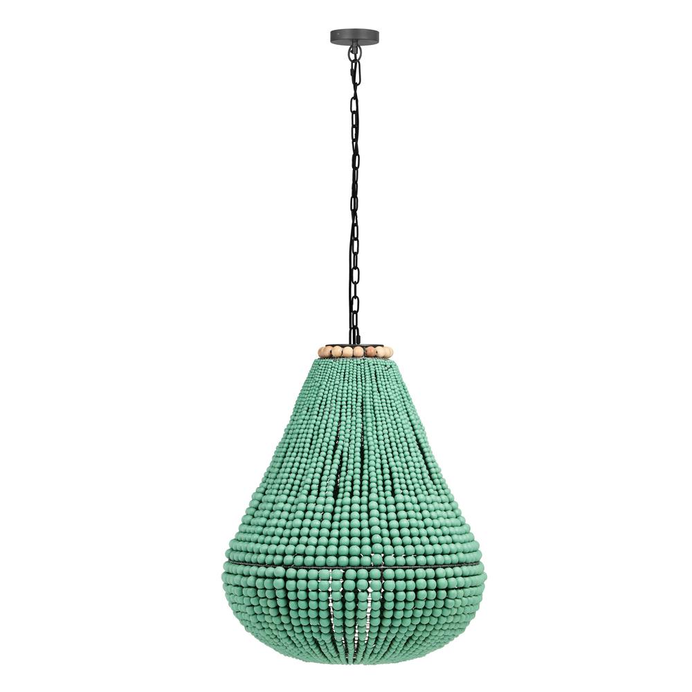 Palani Green Wooden Bead Chandelier. Picture 1