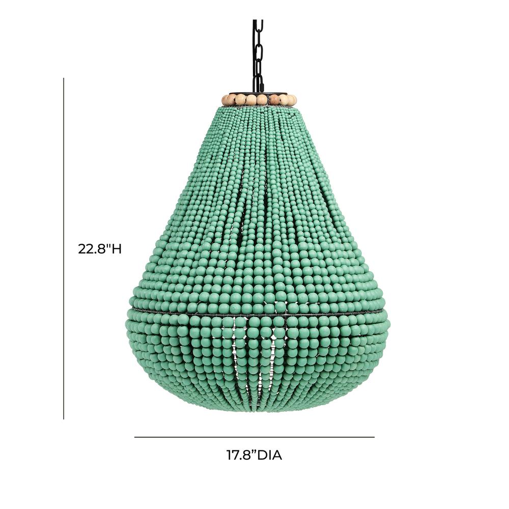 Palani Green Wooden Bead Chandelier. Picture 5