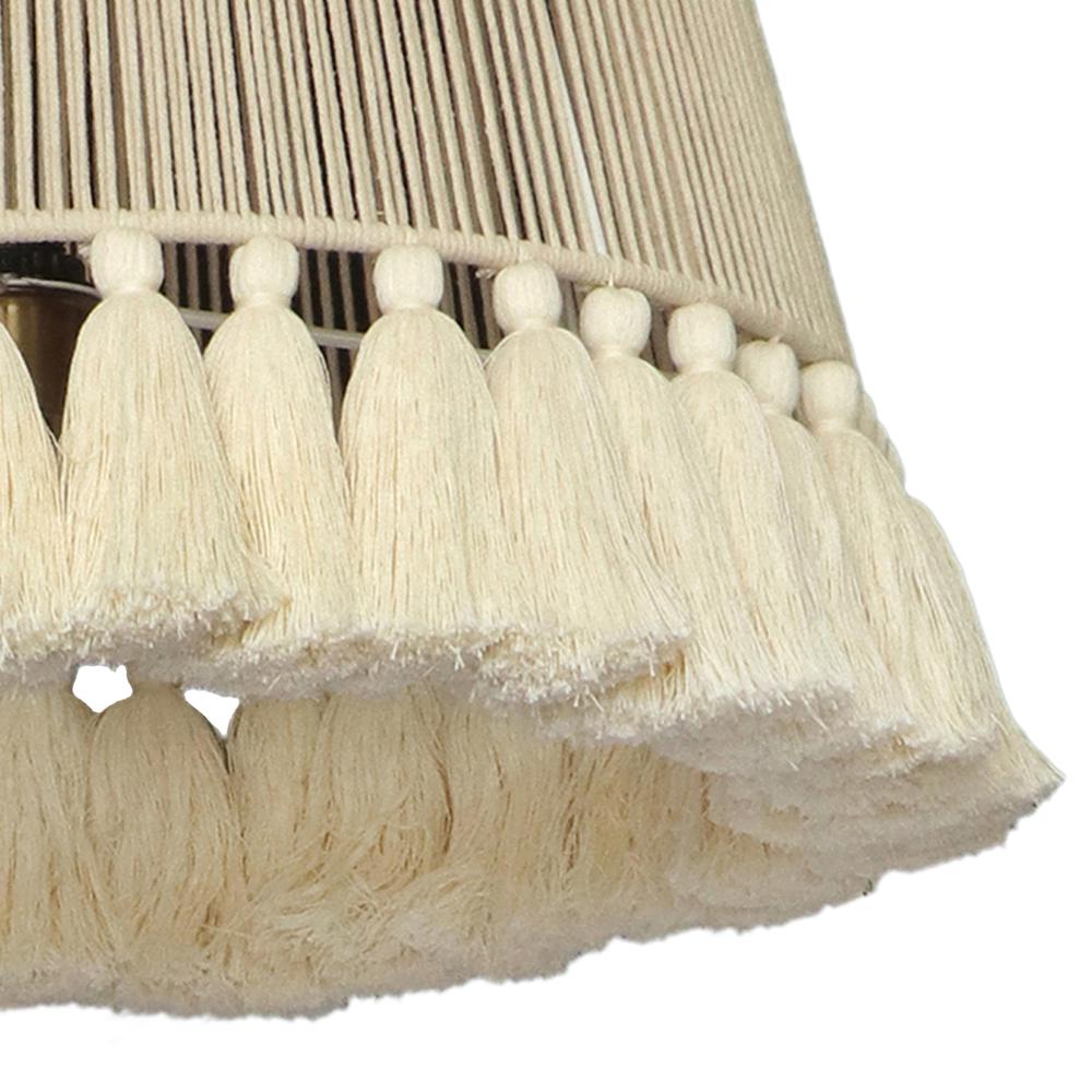 Helen White Cotton Tasseled Pendant Lamp. Picture 4