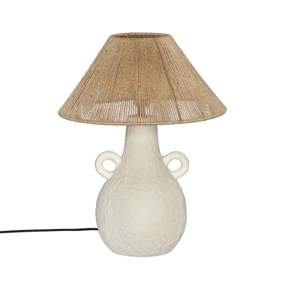 Lalit Natural & White Ceramic Table Lamp. Picture 1