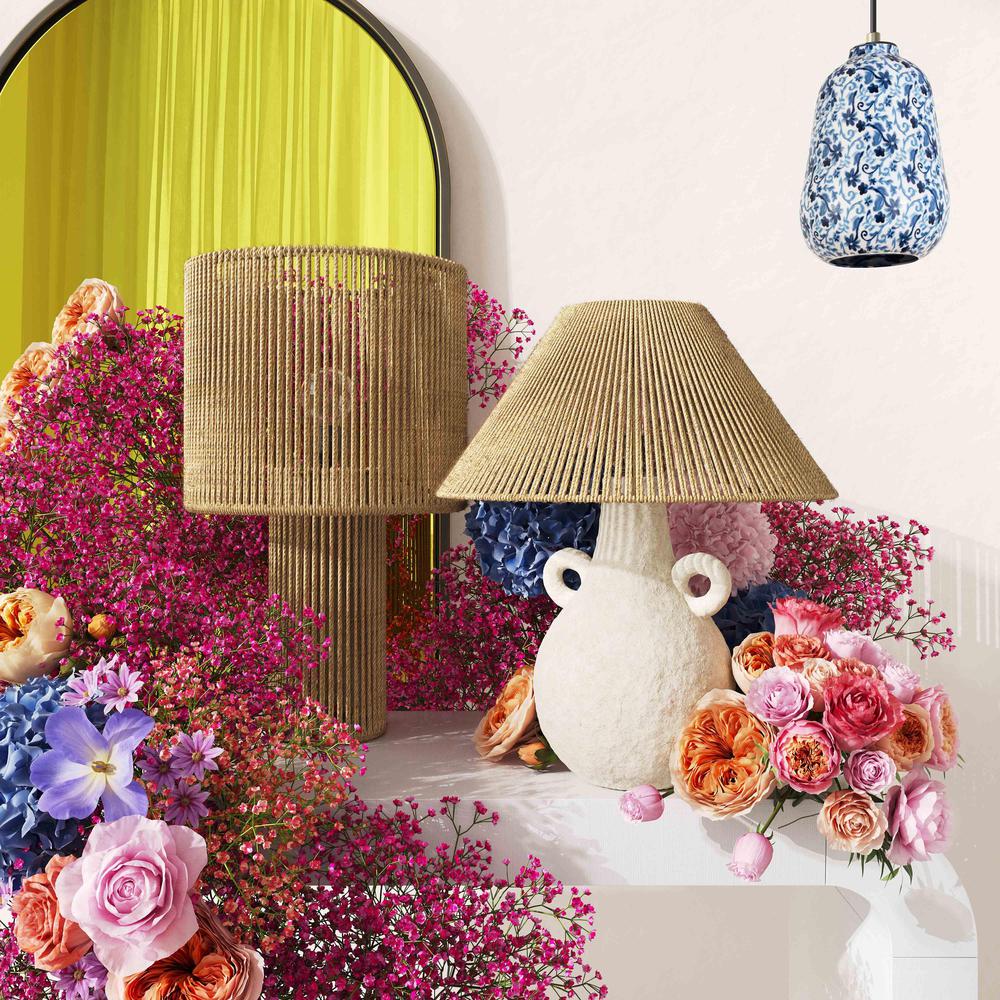 Lalit Natural & White Ceramic Table Lamp. Picture 6
