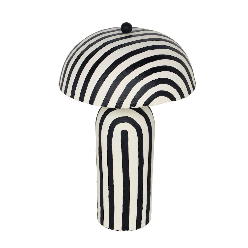 Maiori Black Striped Papier Mache Table Lamp. Picture 3