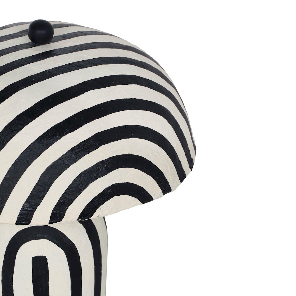 Maiori Black Striped Papier Mache Table Lamp. Picture 4
