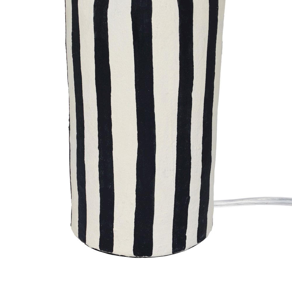 Maiori Black Striped Papier Mache Table Lamp. Picture 5