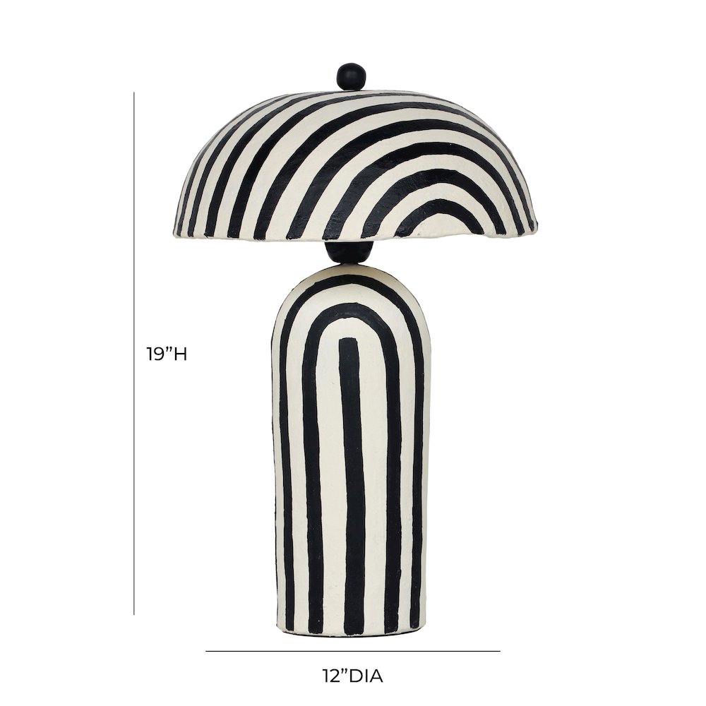 Maiori Black Striped Papier Mache Table Lamp. Picture 6