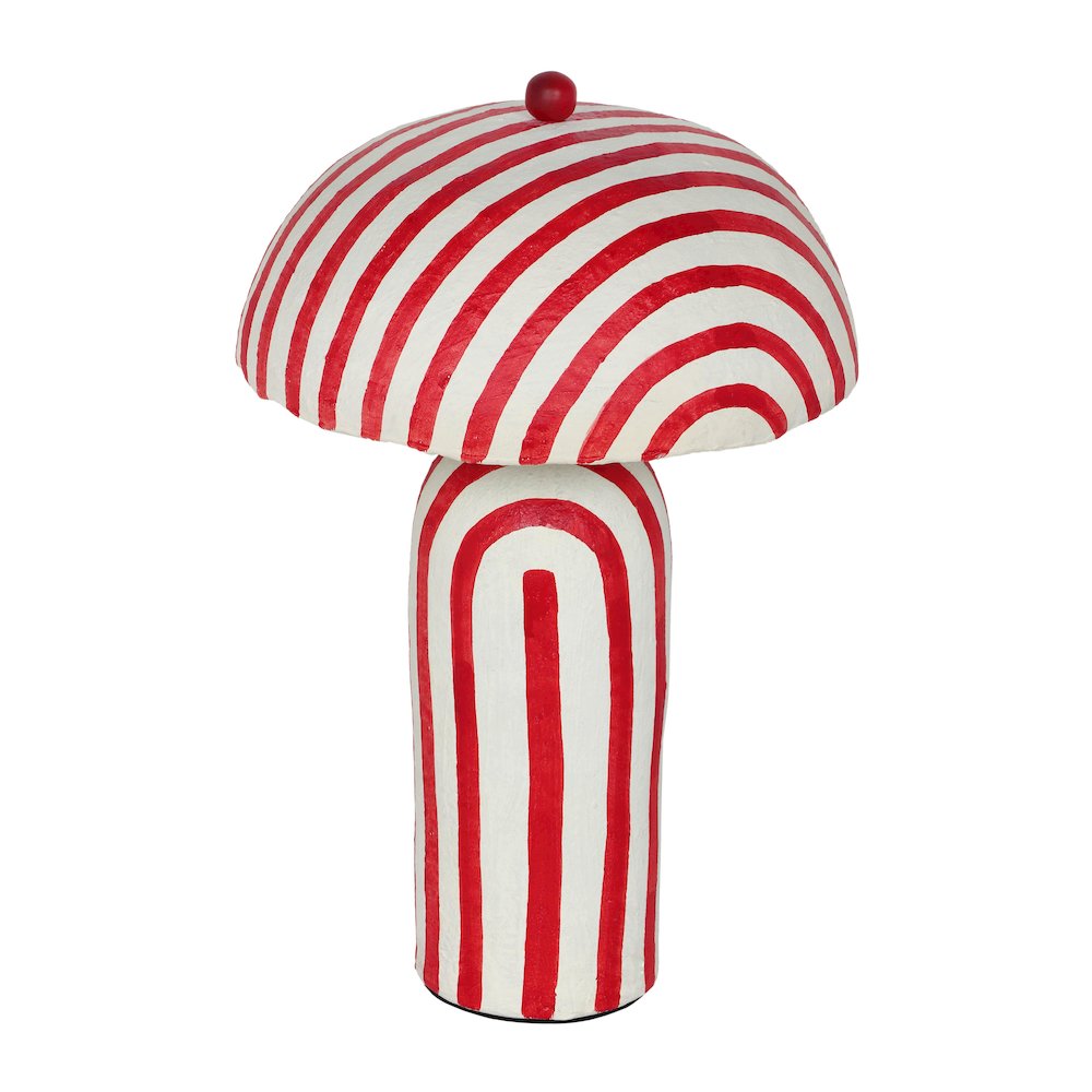 Maiori Red Striped Papier Mache Table Lamp. Picture 3