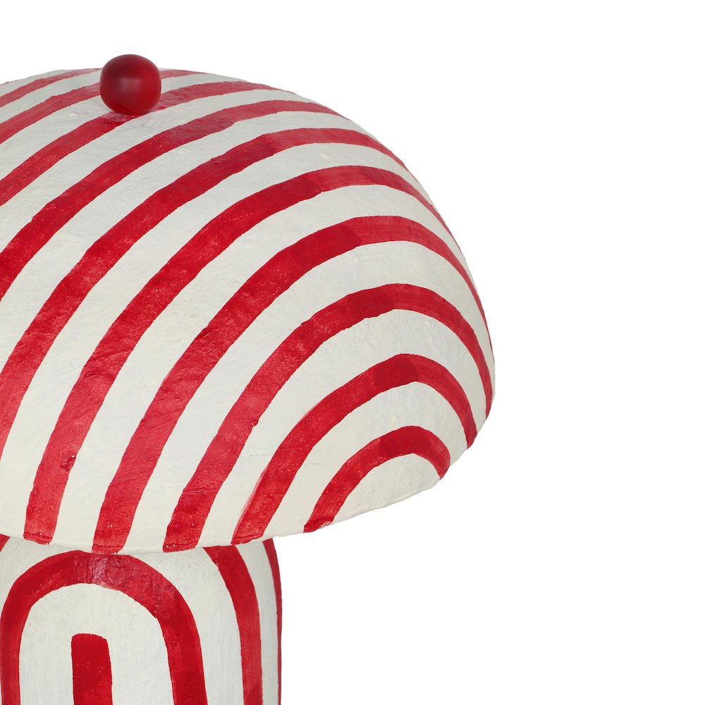 Maiori Red Striped Papier Mache Table Lamp. Picture 4
