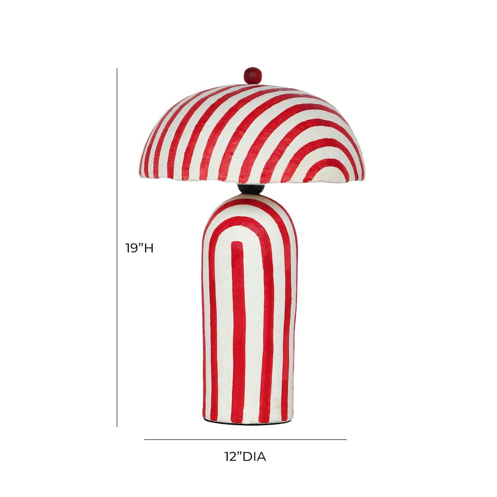 Maiori Red Striped Papier Mache Table Lamp. Picture 6
