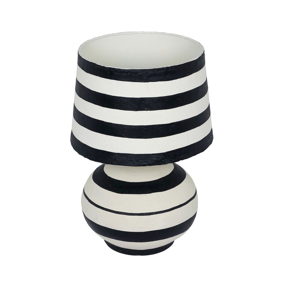 Positano Black Striped Papier Mache Table Lamp. Picture 3