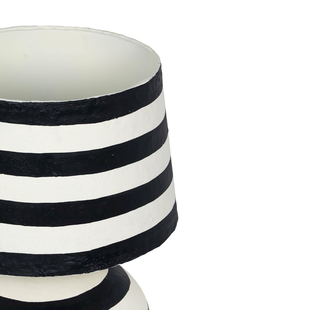 Positano Black Striped Papier Mache Table Lamp. Picture 4