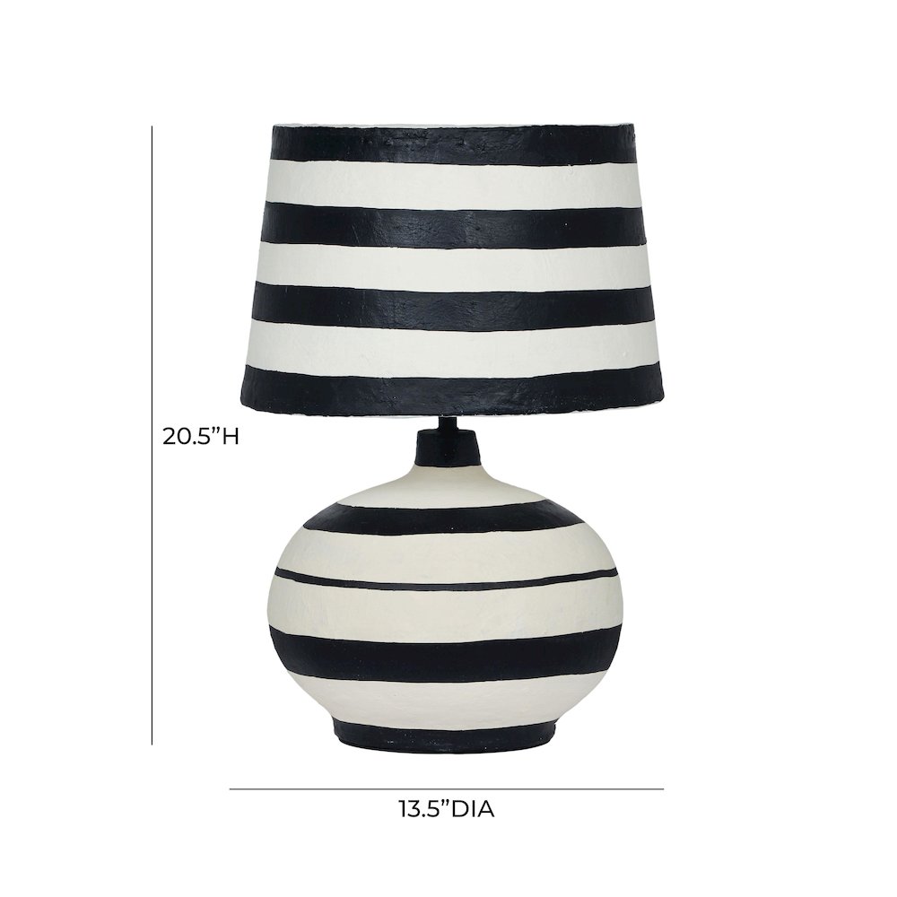 Positano Black Striped Papier Mache Table Lamp. Picture 6
