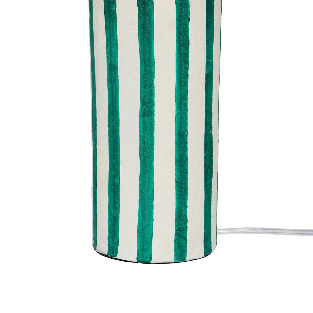 Ravello Green Striped Papier Mache Table Lamp. Picture 5