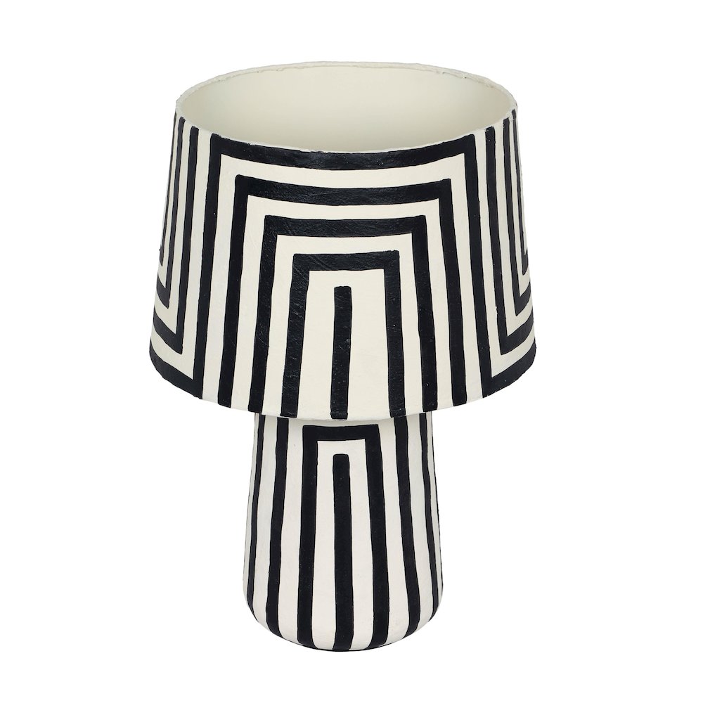 Minori Black Striped Papier Mache Table Lamp. Picture 3
