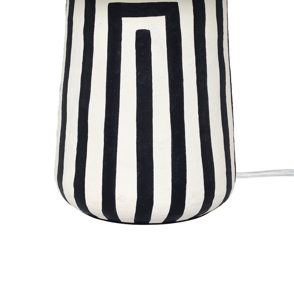 Minori Black Striped Papier Mache Table Lamp. Picture 4
