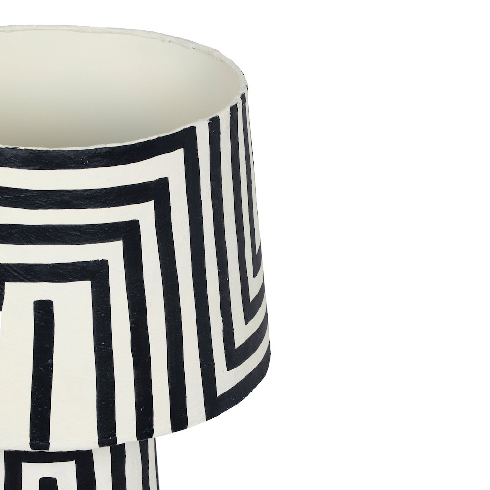 Minori Black Striped Papier Mache Table Lamp. Picture 5