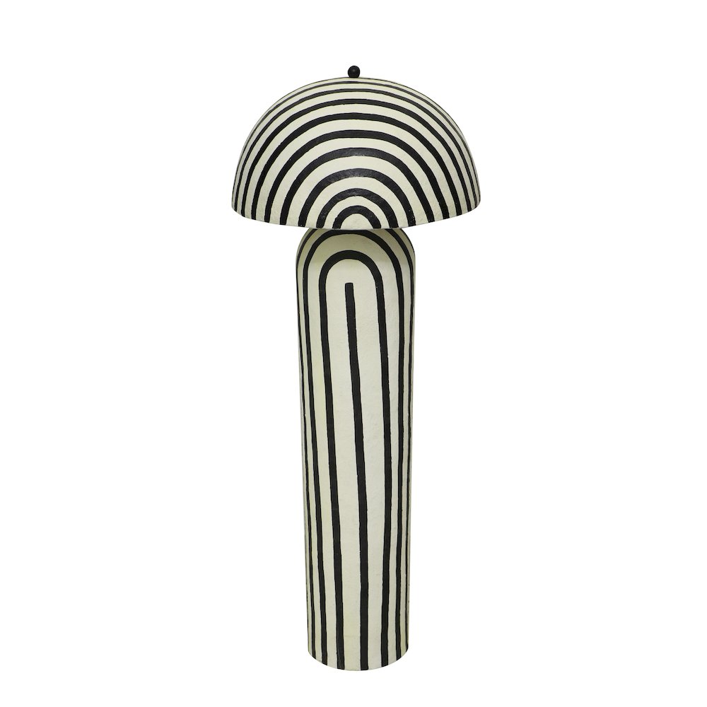 Maiori Black Striped Papier Mache Floor Lamp. Picture 3