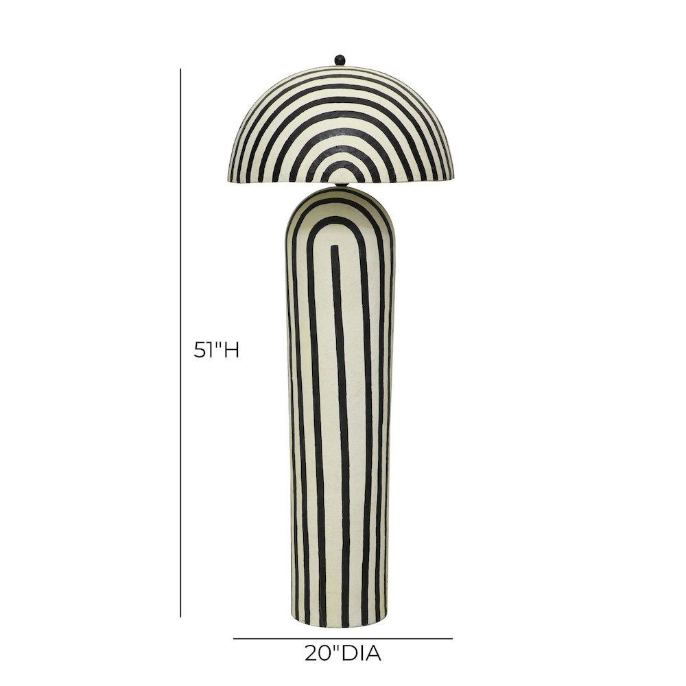 Maiori Black Striped Papier Mache Floor Lamp. Picture 5