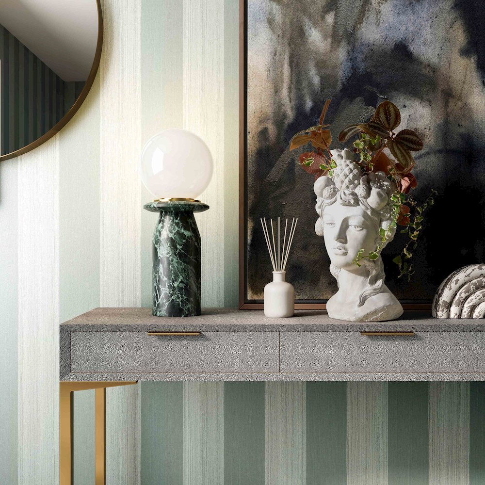 Globe Malachite Green Marble Lamp. Picture 2