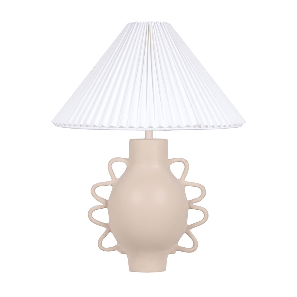 Hazza Cream Pleated Table Lamp. Picture 1