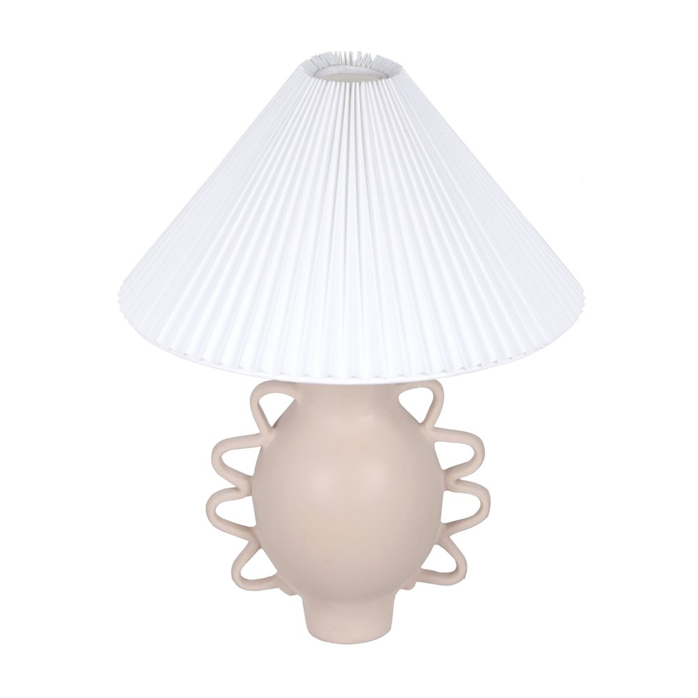 Hazza Cream Pleated Table Lamp. Picture 3