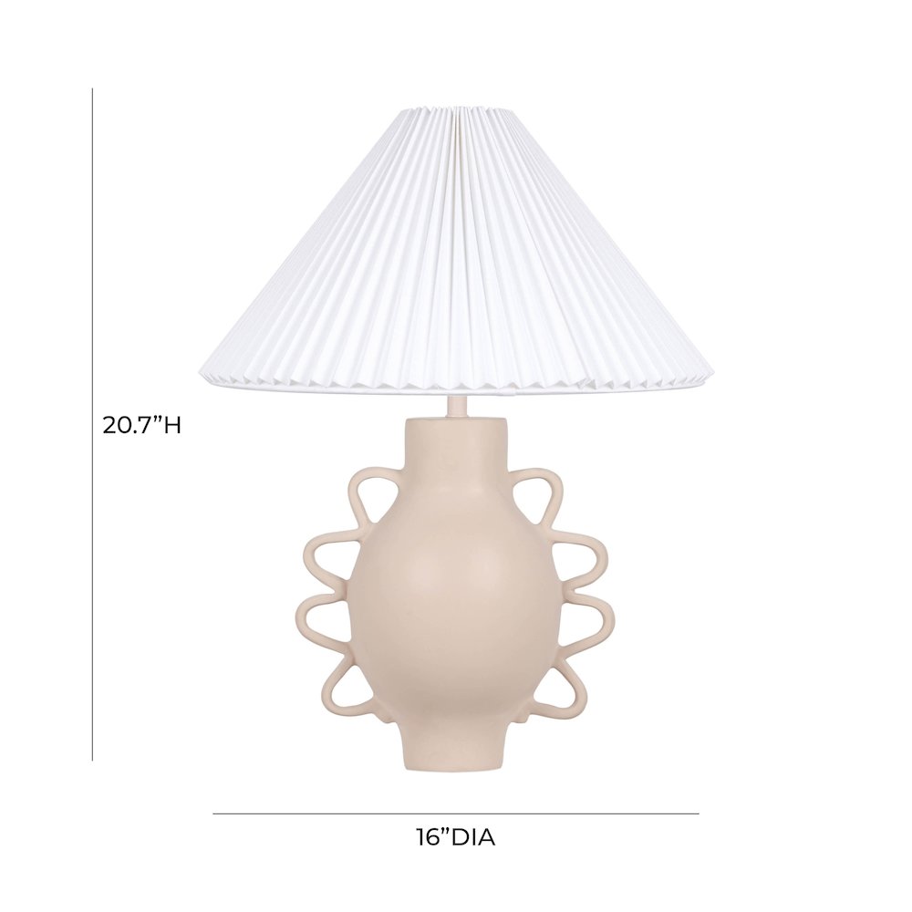 Hazza Cream Pleated Table Lamp. Picture 6
