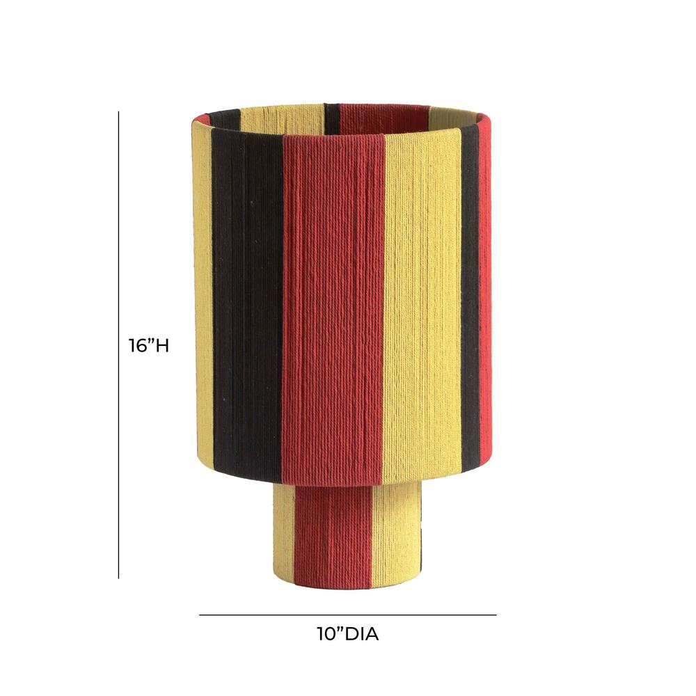 Guinevere Red and Yellow Striped Cotton Table Lamp. Picture 4