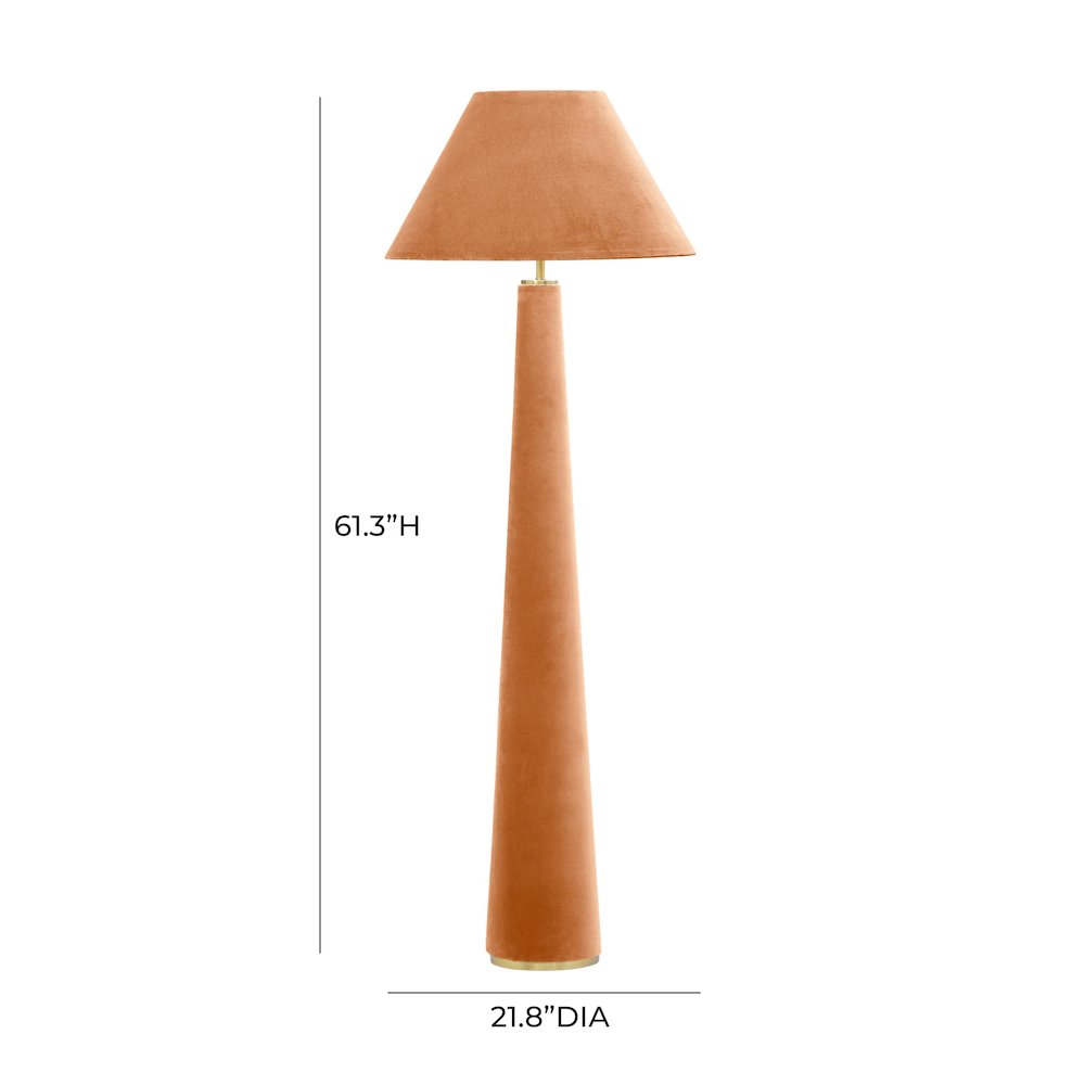 Graham Terracotta Velvet Floor Lamp. Picture 5