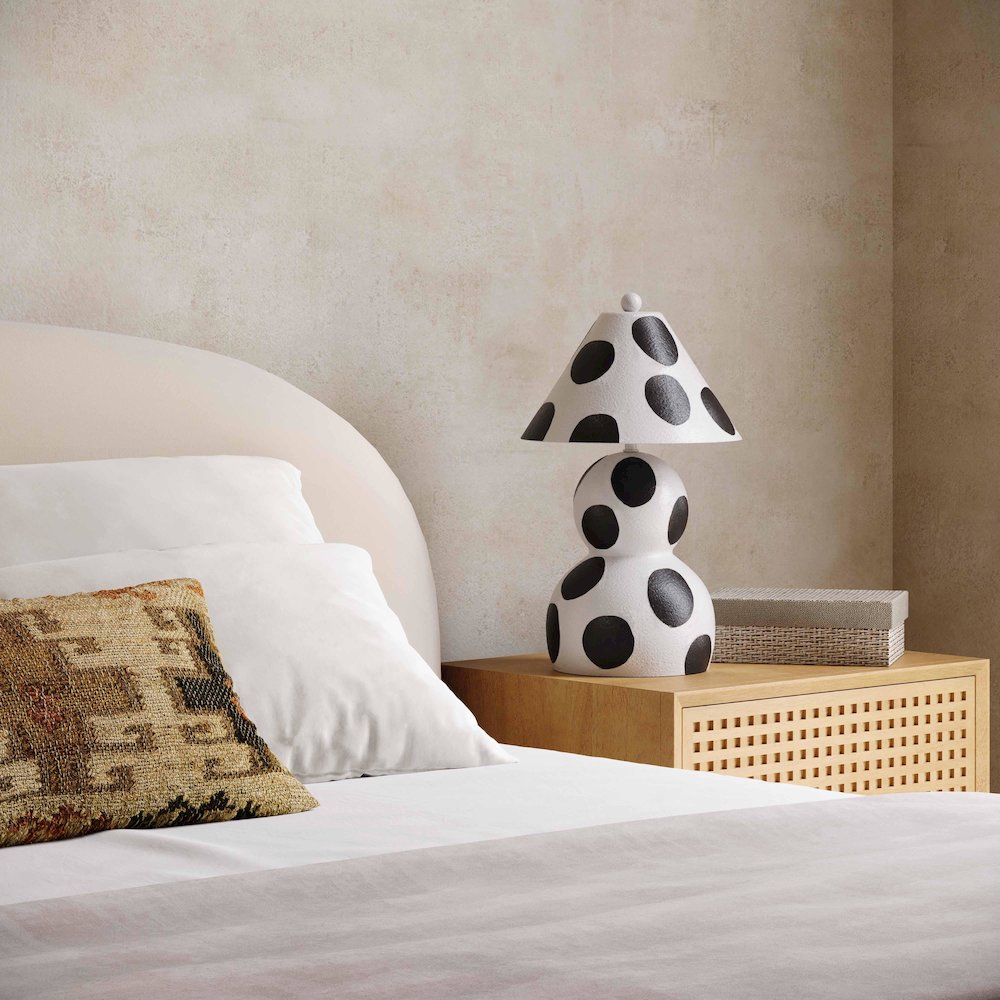 Lerici Black and White Papier Mache Table Lamp. Picture 2
